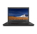 A black Lenovo ThinkPad laptop shown open against a plain white background, with the screen displaying a mountain landscape wallpaper.